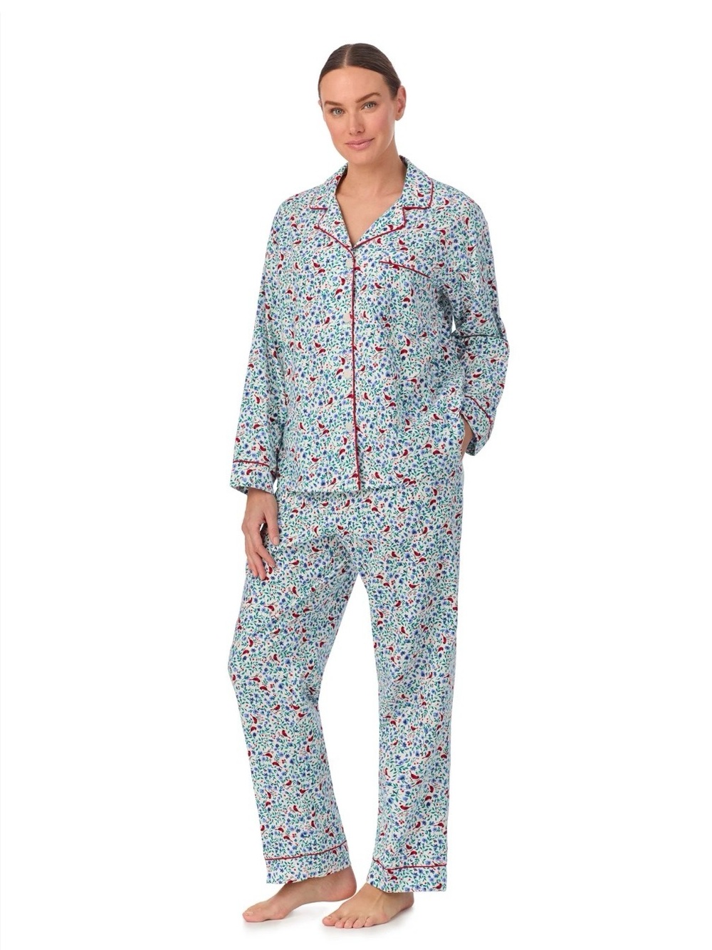 Mary Engelbreit Dream Wear Satin Pajamas Set Vintage 90s Floral Cherry Print L